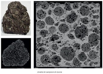 Visione e analisi di un campione interna di roccia