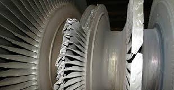 Damage to internal turbine blades