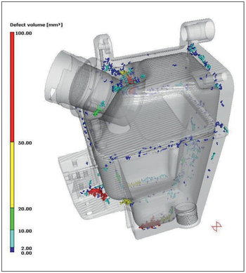 Tomografia con Visione porosità e indicazione dimensionale tramite colori