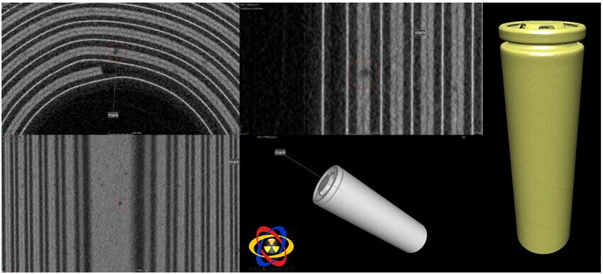 Verifica batterie cilindriche con Tomografia