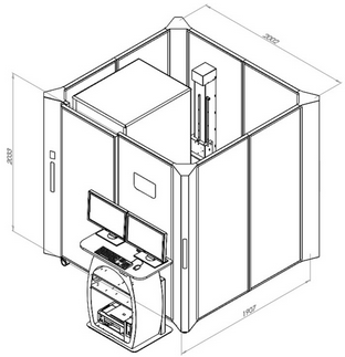 Covid 19 - Cabina contenimento raggi-X per protezione dell'operatore. di facile movimentazione e trasporto, le sue dimensioni sono molto contenute.