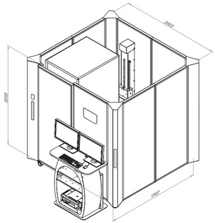 Covid 19 - Box contenimento raggi-X per protezione dell'operatore. di facile movimentazione e trasporto, le sue dimensioni sono molto contenute. Covid 19 - Cabina contenimento raggi-X per protezione operatore.