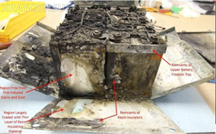 Batteria bruciata per difetti interni