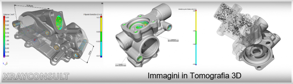 Immagini di varie fasi tomografiche su componente in alluminio Tomografia Industriale su componente in alluminio