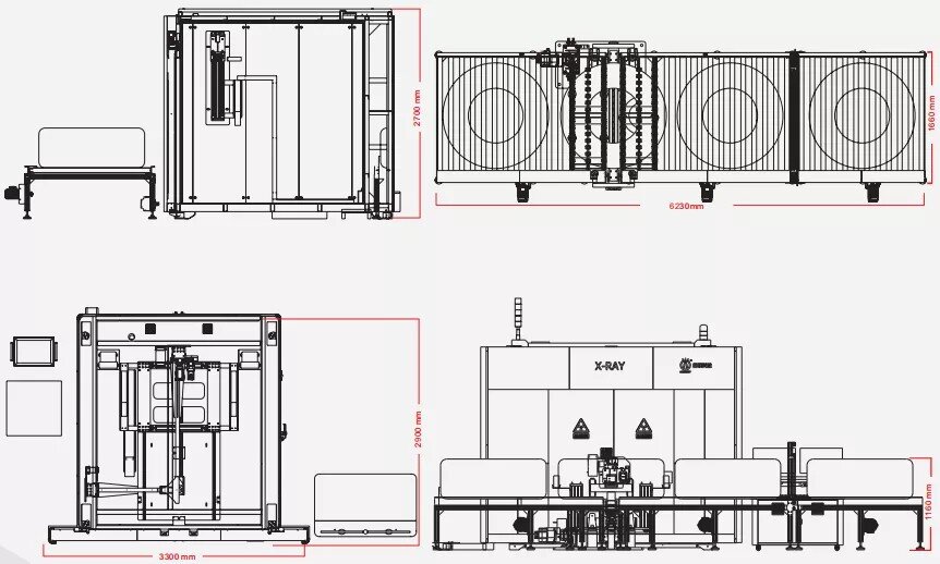 Disegno dell'impianto di radioscopia DR UNL
