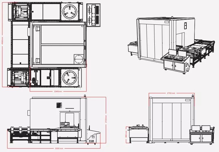 Sistema di movimentazione automatica a 5 assi e nastro trasportatore integrato per il posizionamento rapido e preciso dei pezzi nell'impianto UNH 225.