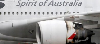 Airbus A380 turbine damaged